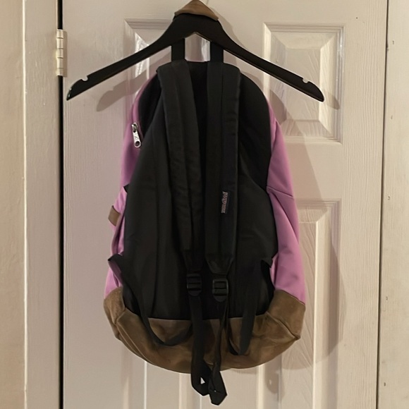 JanSport Backback With Hello Kitty Charm Included In Pink And Tan Suede - Picture 2 of 16